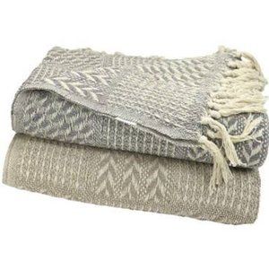 New Block Patterned Cotton Throw Blanket -…